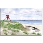 Preview: Leinwand 40 x 30 cm Keilrahmen Canvas-Leinen Folienmagnet Aquarell Maritim Kunst Druck Kunstdruck Dänemark Nordsee Blokhus Bake Strand